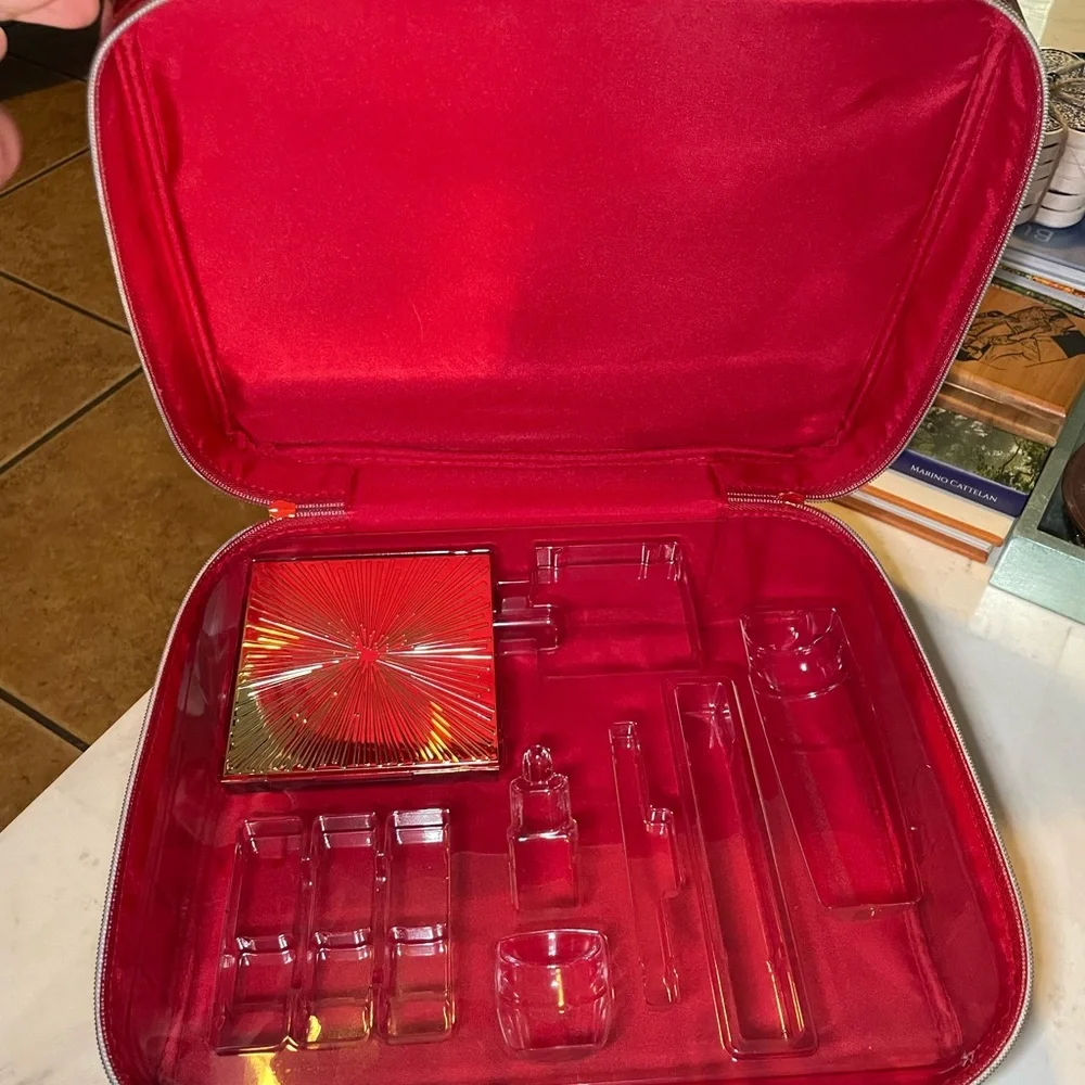 Estee Lauder Eye Shadow and Blush + Red Patent Clutch with Gold Accents - Picture 3 of 5